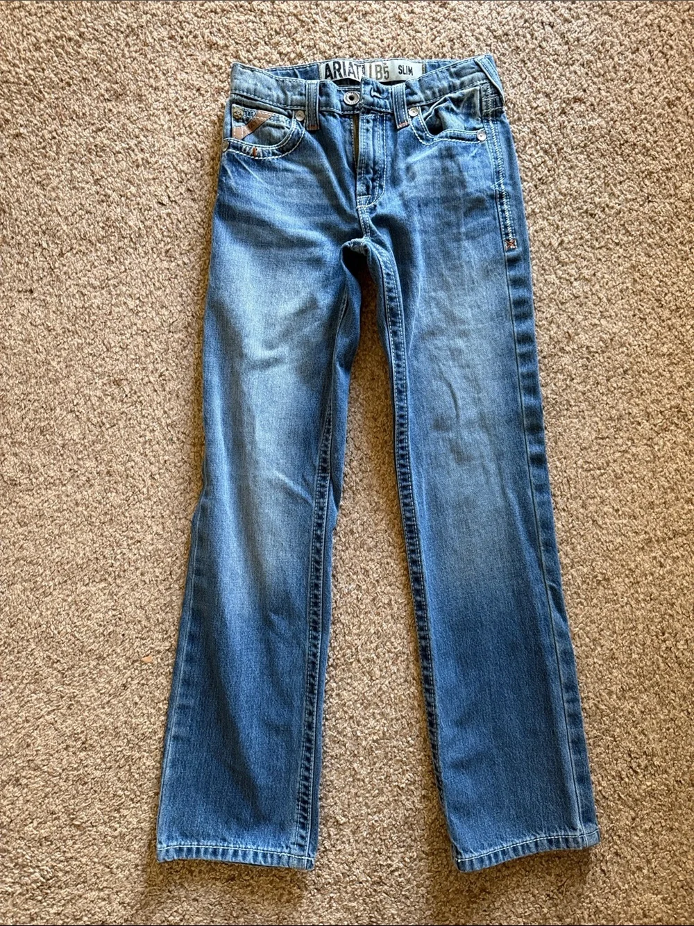 Ariat Boy’s B5 Slim Straight Jeans in Faded Blue Denim